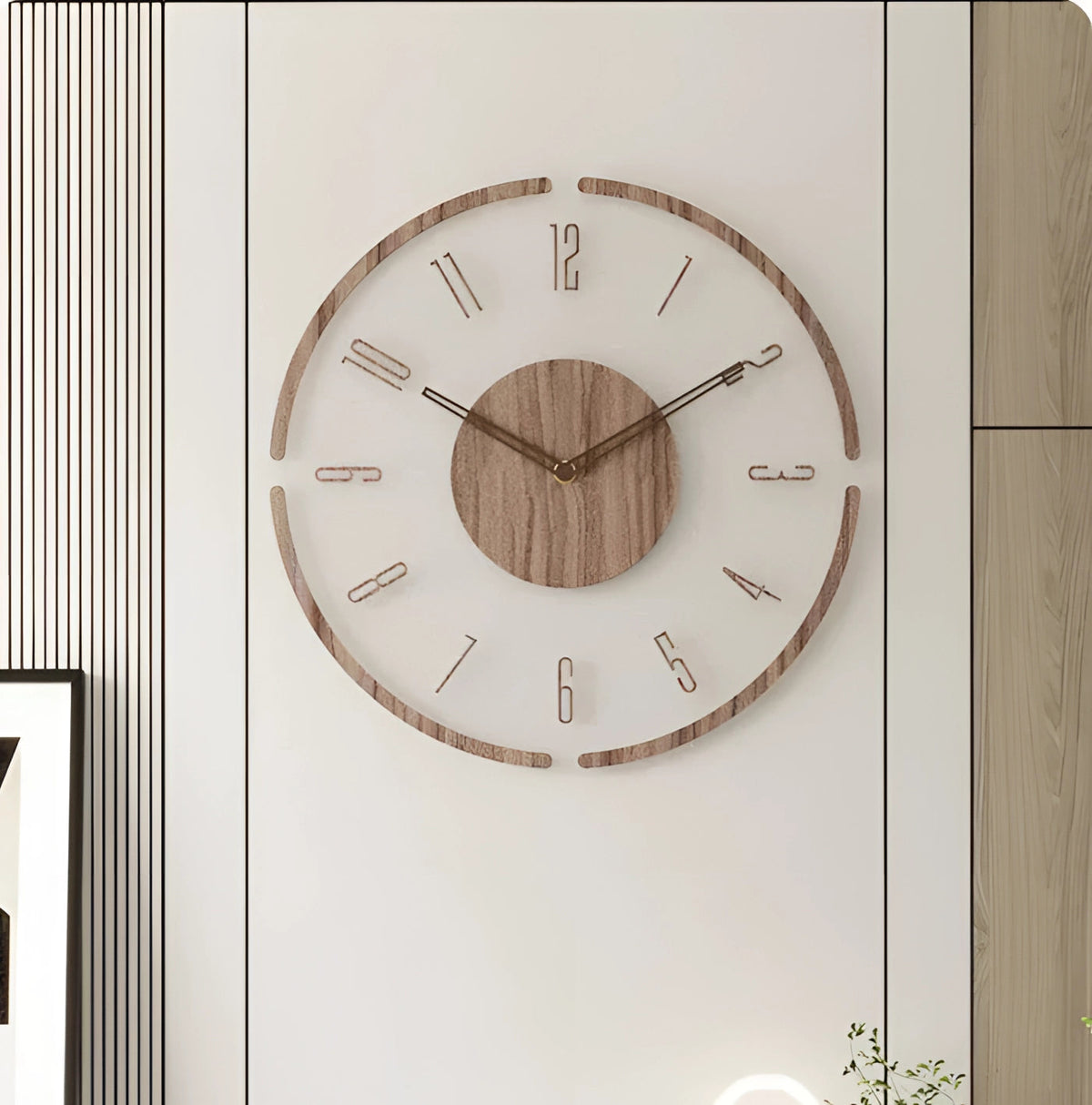 Wall Clock Solid Wood Silent Quartz
