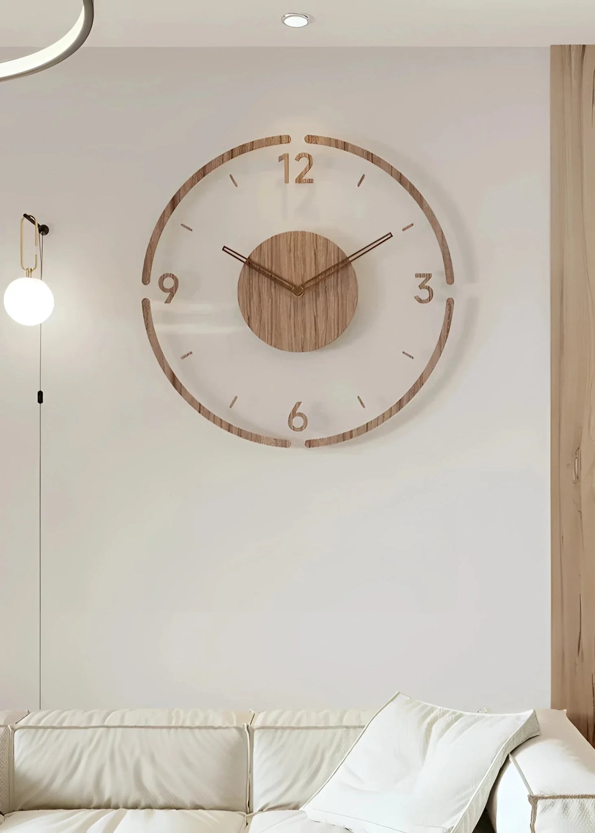 Wall Clock Solid Wood Silent Quartz Large Face
