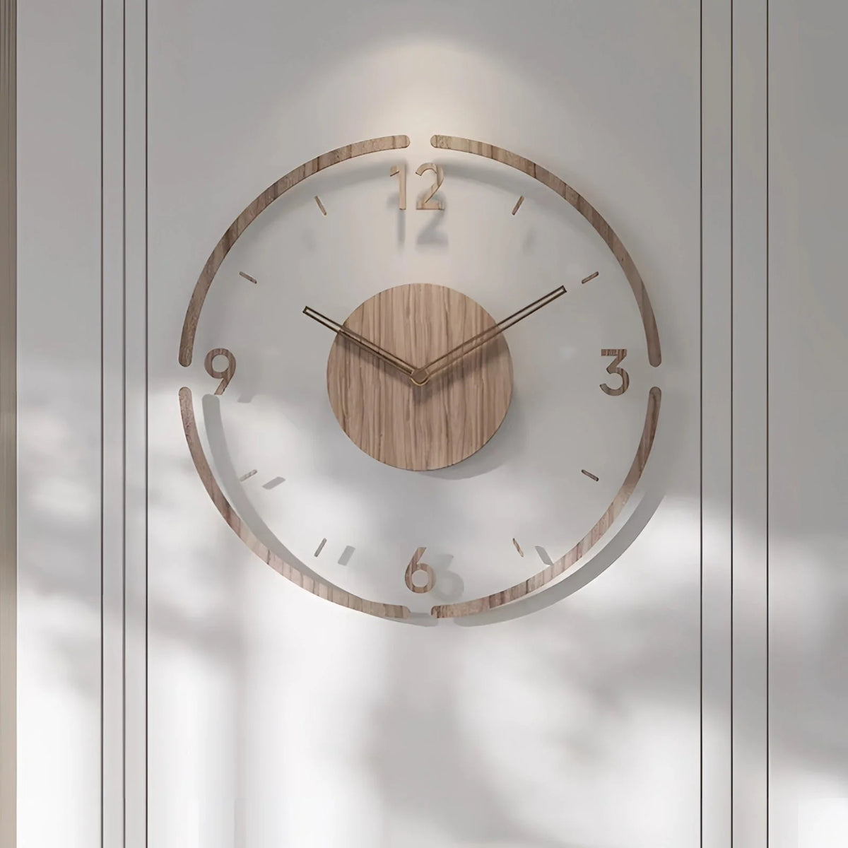 Wall Clock Solid Wood Silent Quartz Large Face