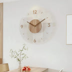 Wall Clock Solid Wood Silent Quartz Large Face