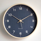 Wall Clock Solid Wood Silent Sweep Glass Lens