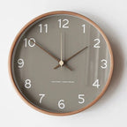 Wall Clock Solid Wood Silent Sweep Glass Lens