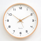 Wall Clock Solid Wood Silent Sweep Glass Lens