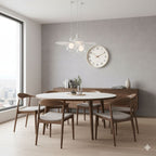Wall Clock Solid Wood Silent Sweep Glass Lens