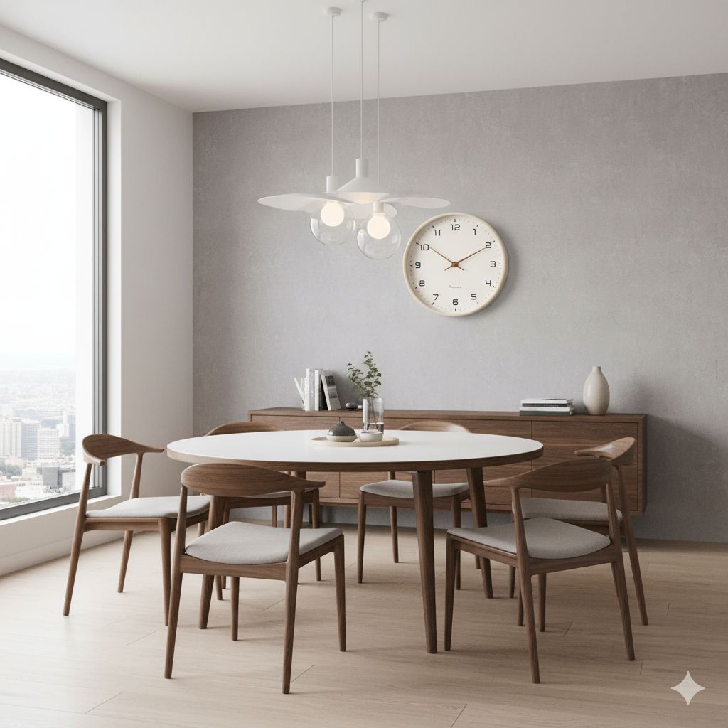 Wall Clock Solid Wood Silent Sweep Glass Lens