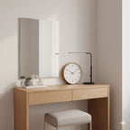 Wall Clock Solid Wood Silent Sweep Glass Lens