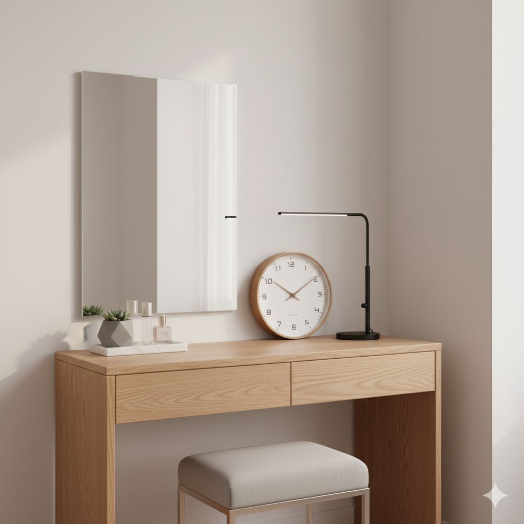 Wall Clock Solid Wood Silent Sweep Glass Lens