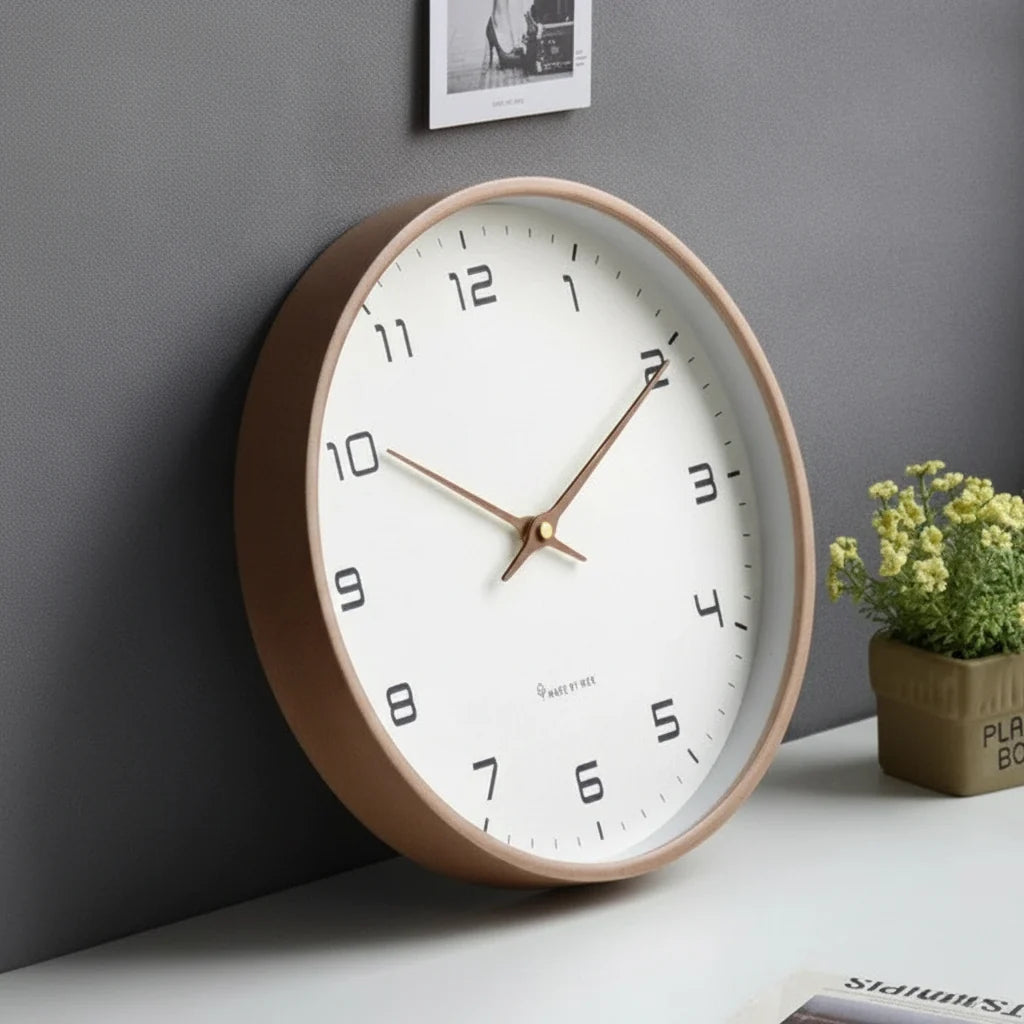 Wall Clock Solid Wood Whisper-Quiet Movement