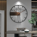 Wall Clock Steel & Walnut 15.7 Inch Clear Dial
