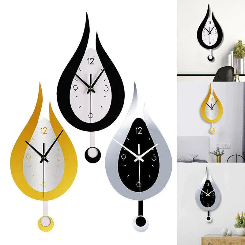 Wall Clock Water Droplet Silent Quartz