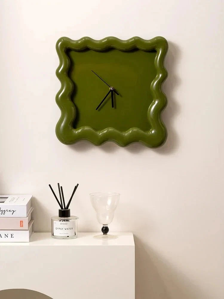 Wall Clock Wavy Frame & Minimalist Dial 30cm