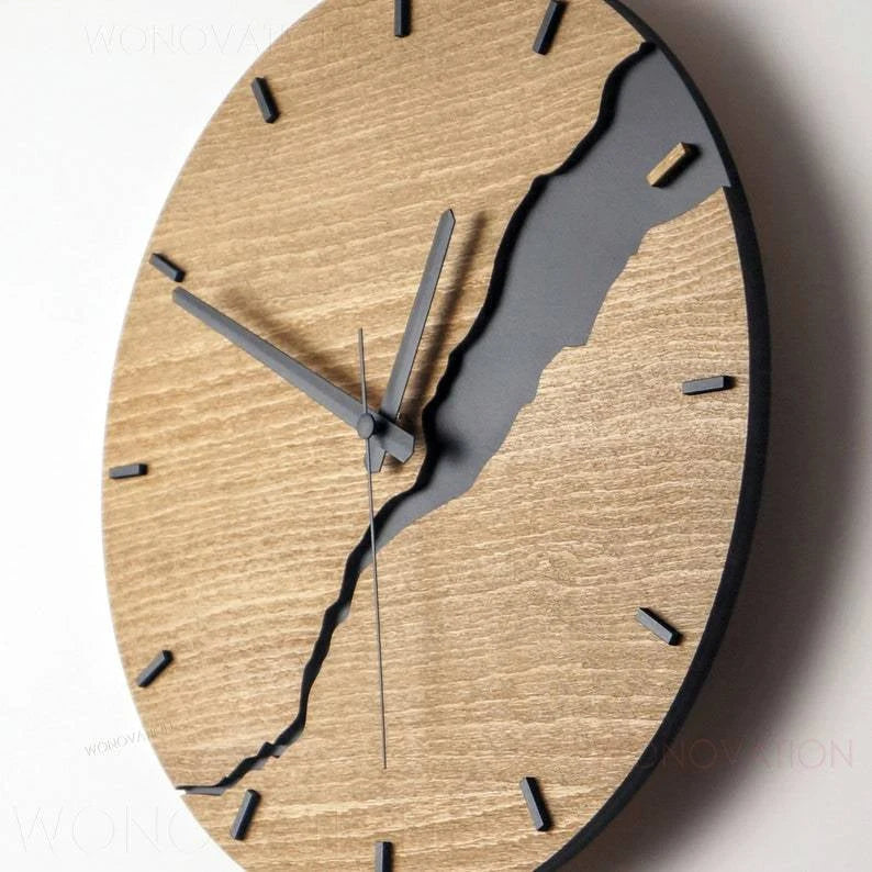 Wall Clock Wooden Minimalist 30cm Silent Movement