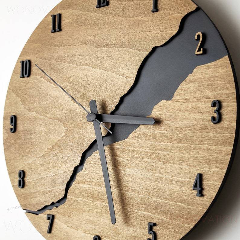 Wall Clock Wooden Minimalist 30cm Silent Movement