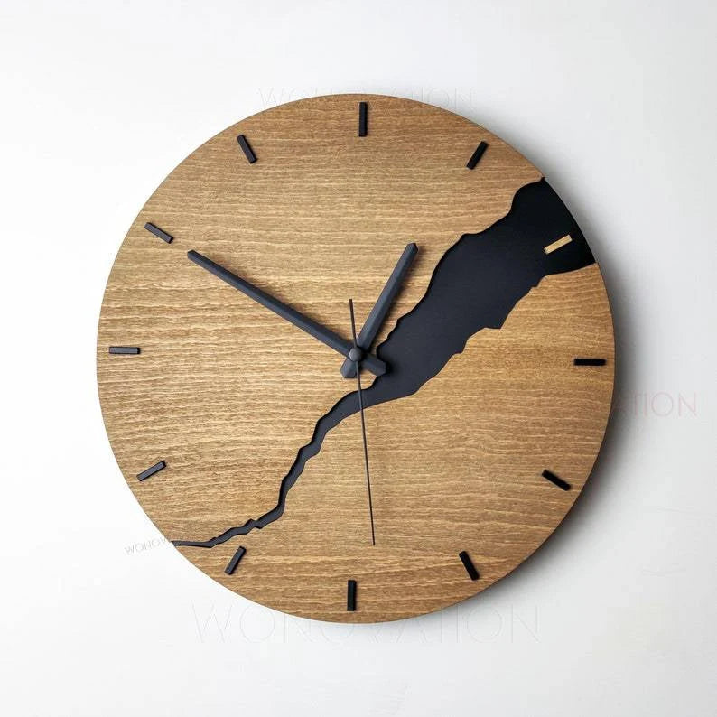 Wall Clock Wooden Minimalist 30cm Silent Movement