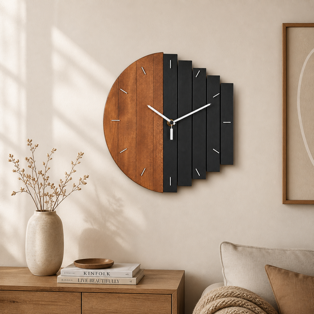 Wall Clock Wooden Minimalist Analogue Display