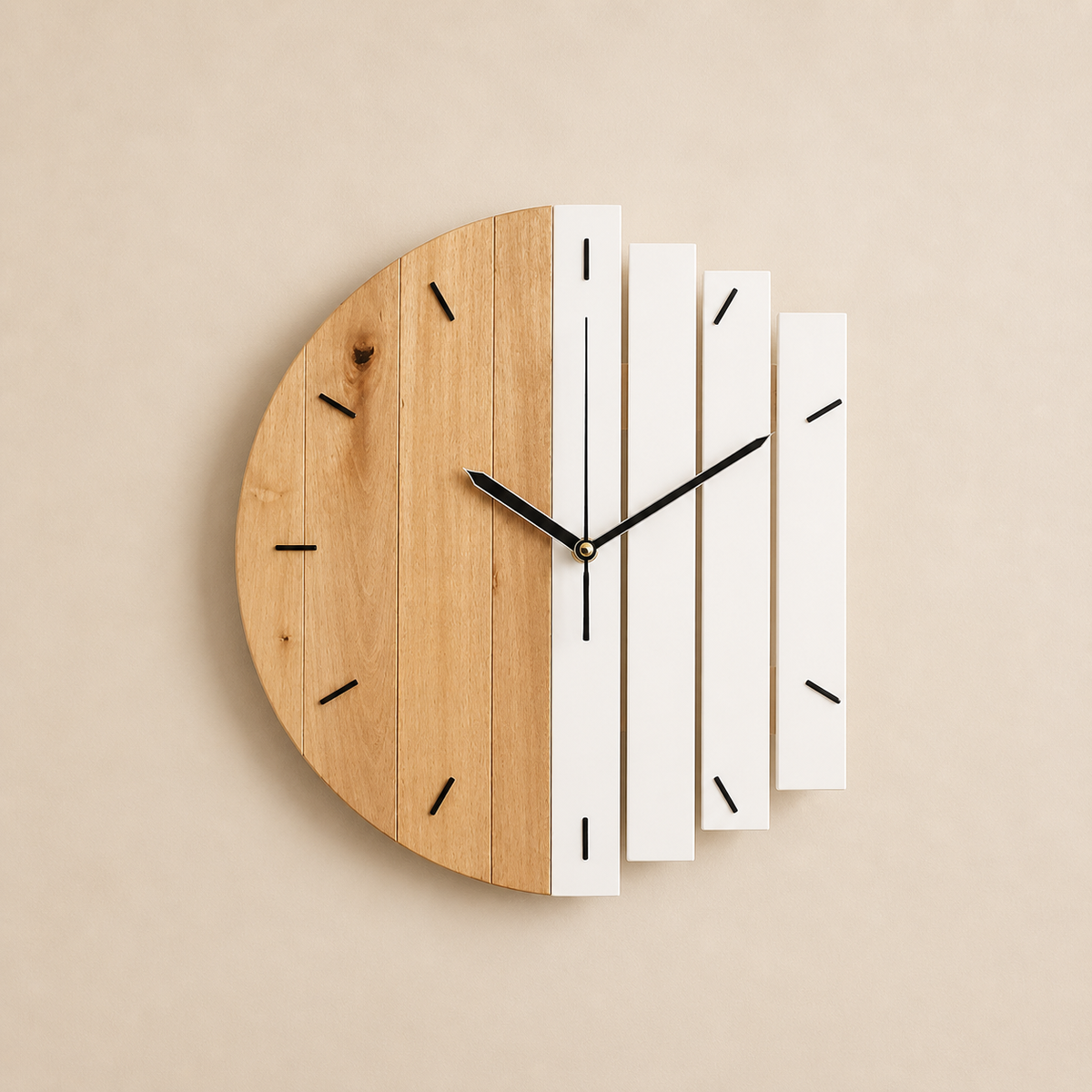 Wall Clock Wooden Minimalist Analogue Display
