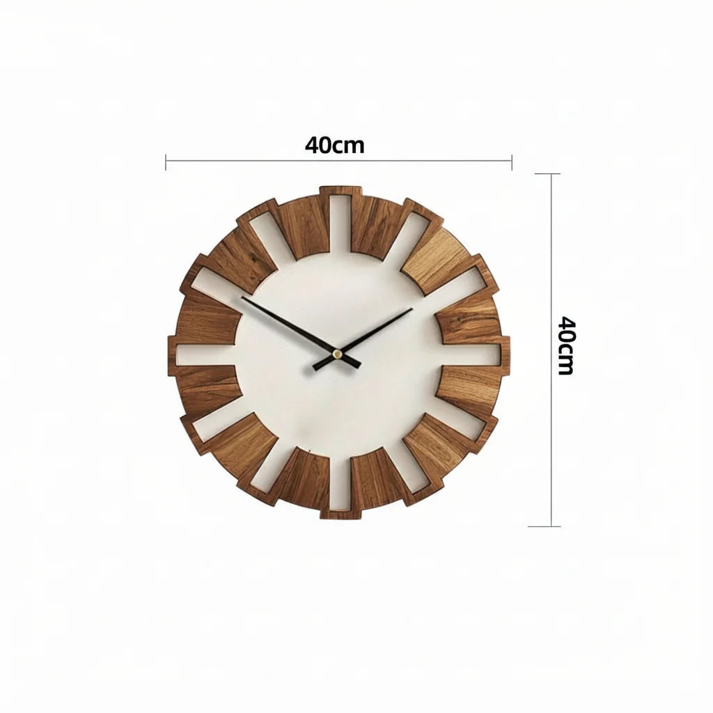 Wall Clock Wooden Silent Movement Battery Powered