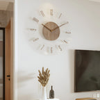 Wall Clock Wooden Silent Sweep Large Numbers