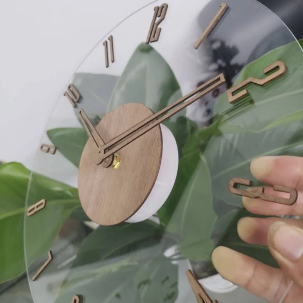 Wall Clock Wooden Silent Sweep Large Numbers