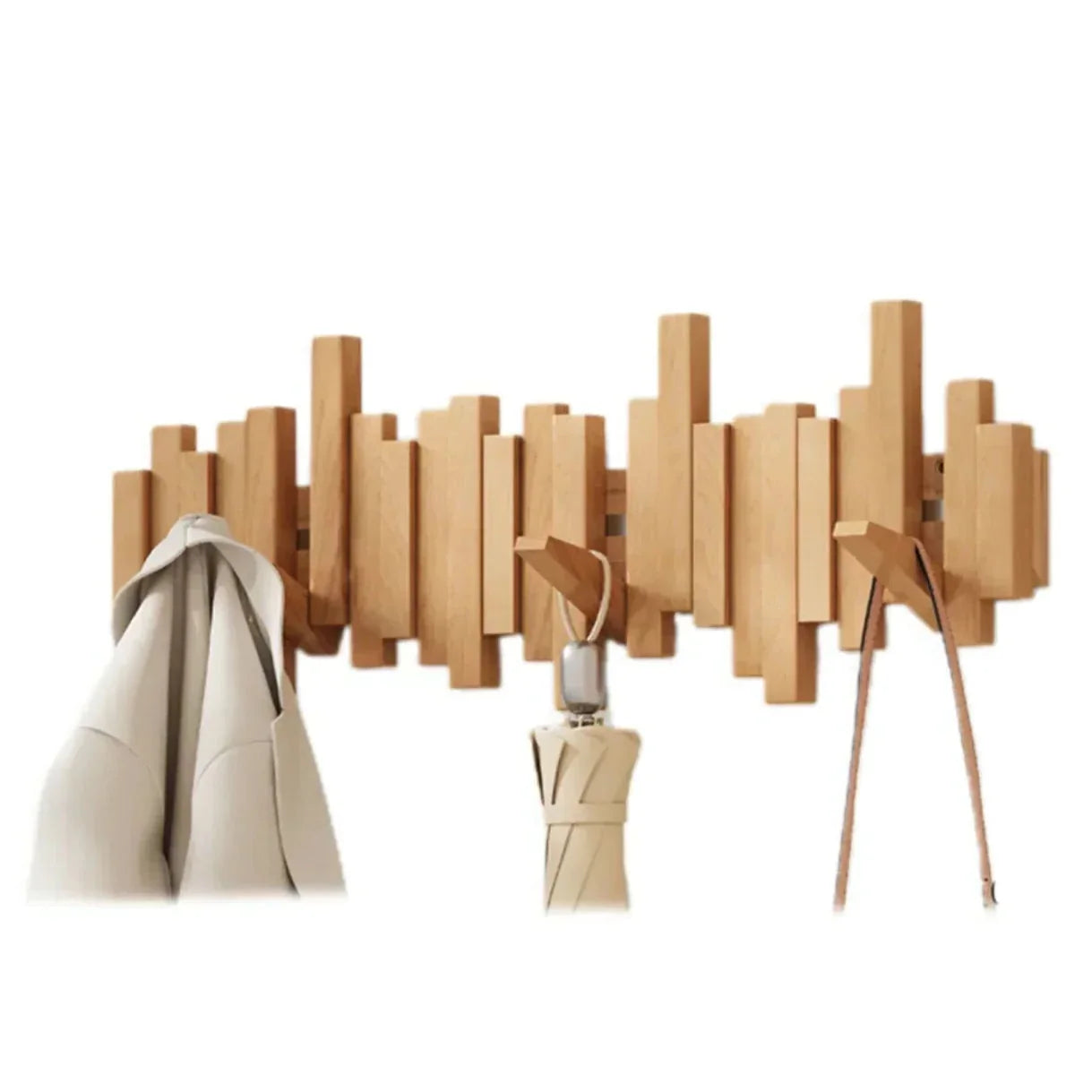 Wall Coat Hook Piano-Inspired Minimalist Walnut & Beech Wood