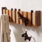 Wall Coat Rack Foldable Hooks Walnut & Beech