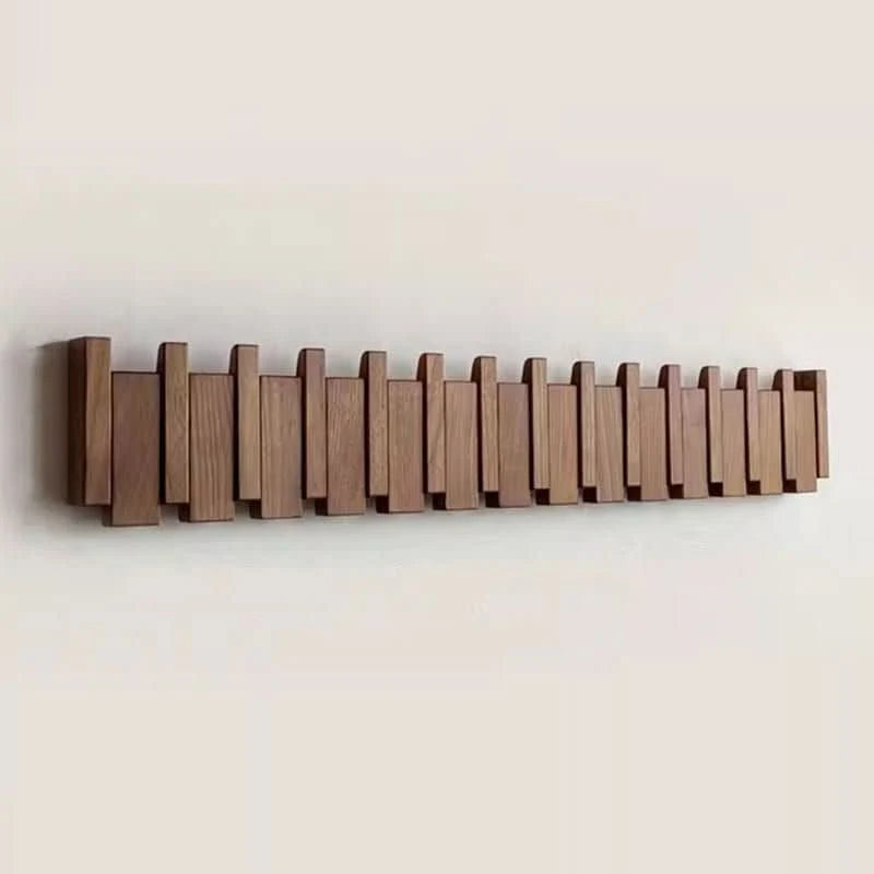 Wall Coat Rack Foldable Hooks Walnut & Beech