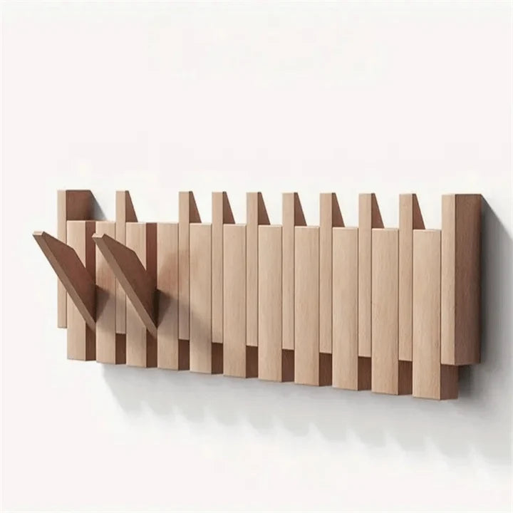 Wall Coat Rack Foldable Hooks Walnut & Beech