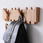Wall Coat Rack Foldable Magnetic Hooks Beech & Walnut