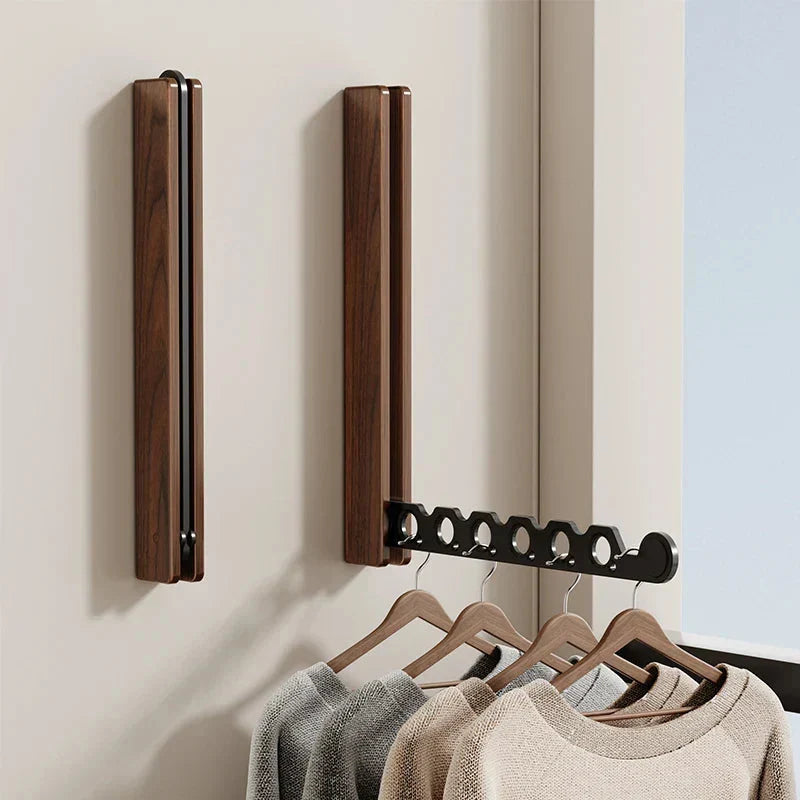 Wall Coat Rack Foldable Wooden Space-Saving