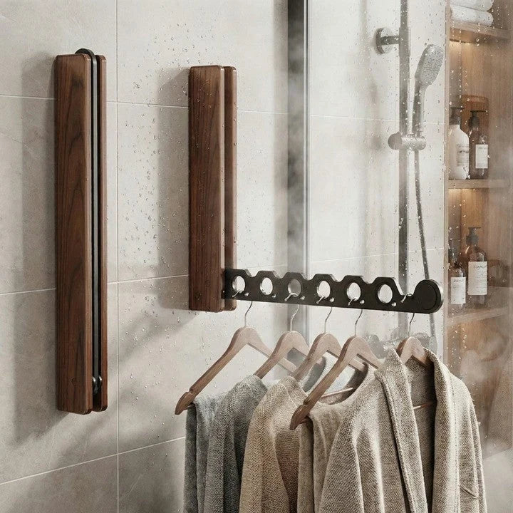 Wall Coat Rack Foldable Wooden Space-Saving