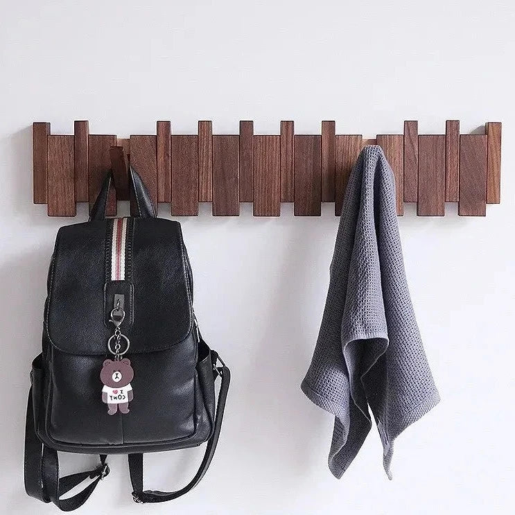 Wall Coat Rack Magnetic Foldable Hooks FSC Wood