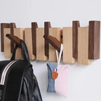 Wall Coat Rack Magnetic Foldable Hooks FSC Wood