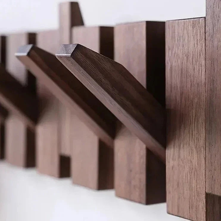 Wall Coat Rack Magnetic Foldable Hooks FSC Wood