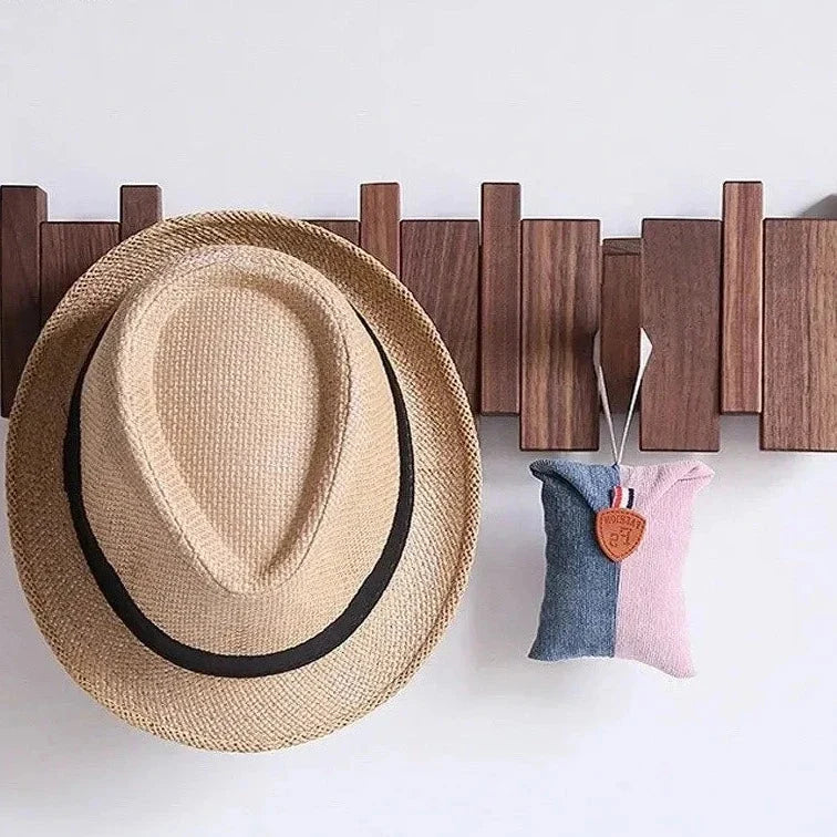 Wall Coat Rack Magnetic Foldable Hooks FSC Wood