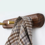 Wall Coat Rack Natural Wood & Solid Brass Hooks
