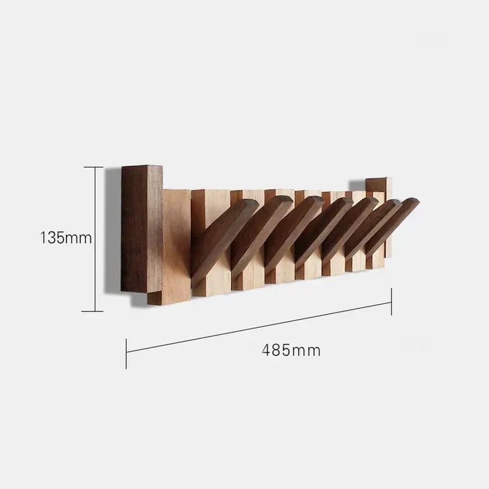Wall Coat Rack Piano-Inspired Solid Wood Multiple Hooks