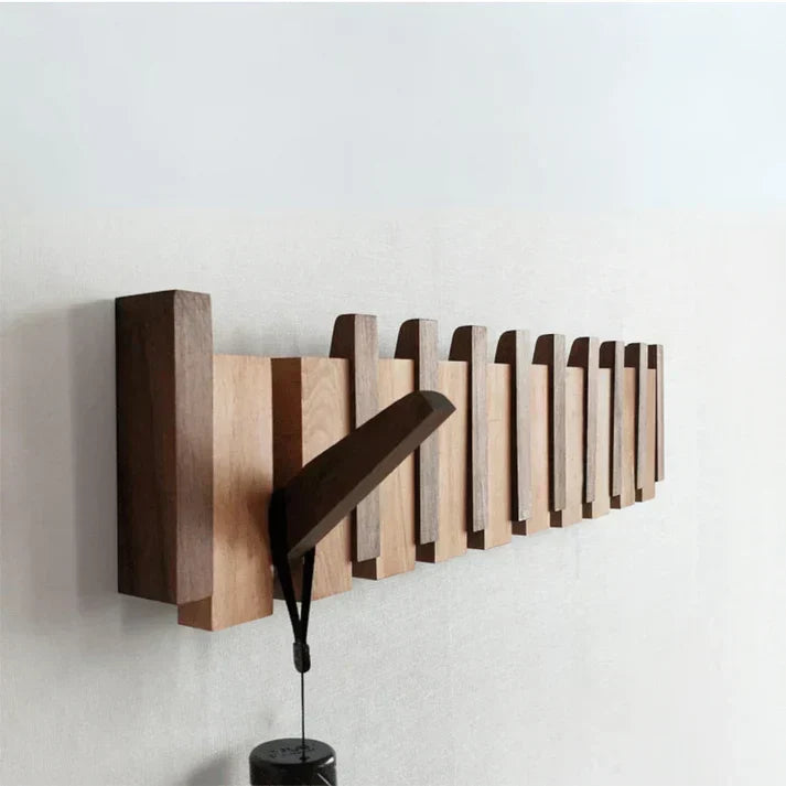 Wall Coat Rack Piano-Inspired Solid Wood Multiple Hooks