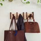 Wall Coat Rack Piano-Inspired Solid Wood Multiple Hooks