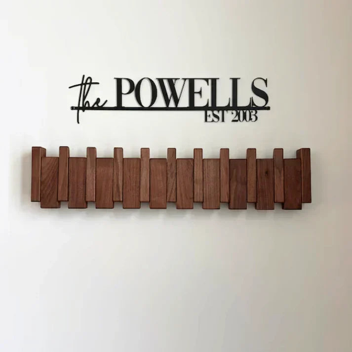 Wall Coat Rack Piano-Inspired Solid Wood Multiple Hooks