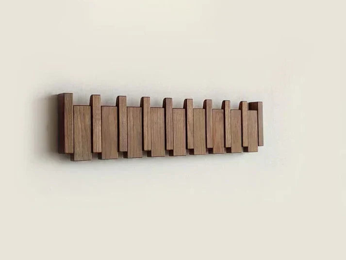 Wall Coat Rack Piano-Inspired Solid Wood Multiple Hooks