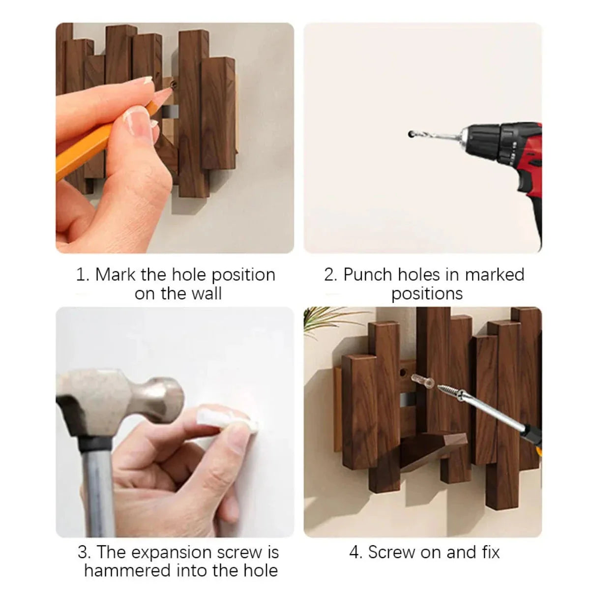 Wall Coat Rack Piano Key Design Foldable Hooks