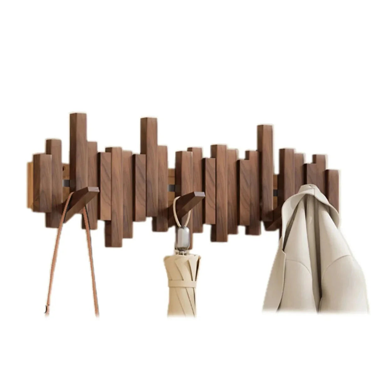 Wall Coat Rack Piano Key Solid Wood Foldable Hooks