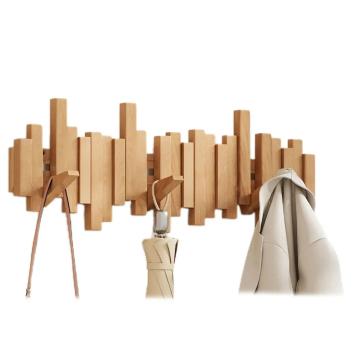 Wall Coat Rack Piano Key Solid Wood Foldable Hooks