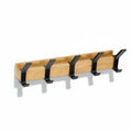 Wall Coat Rack Rubberwood Five Movable Double Hooks