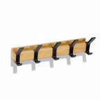 Wall Coat Rack Rubberwood Five Movable Double Hooks