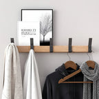 Wall Coat Rack Rubberwood Five Movable Double Hooks