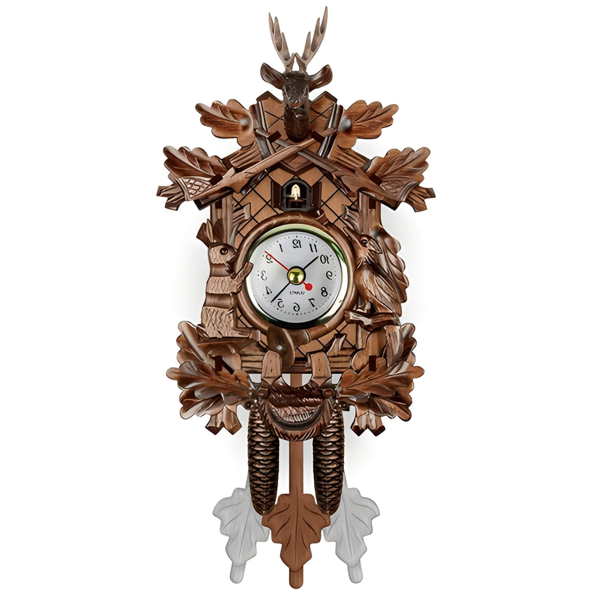 Wall Cuckoo Clock Handcrafted Wooden Musical Swinging Pendulum