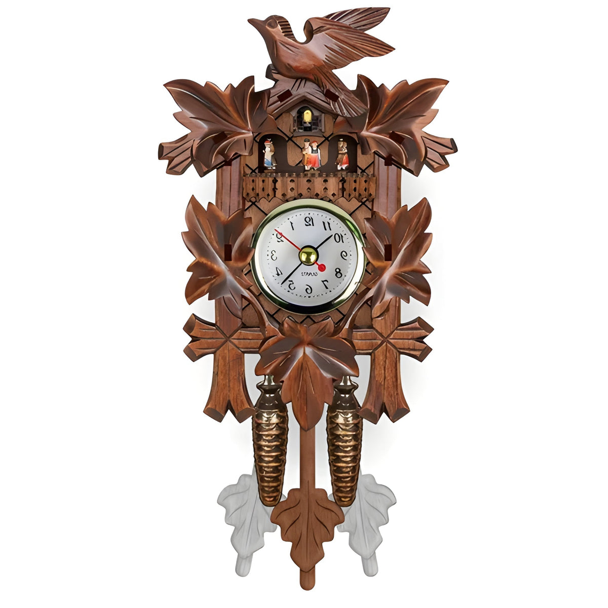 Wall Cuckoo Clock Handcrafted Wooden Musical Swinging Pendulum