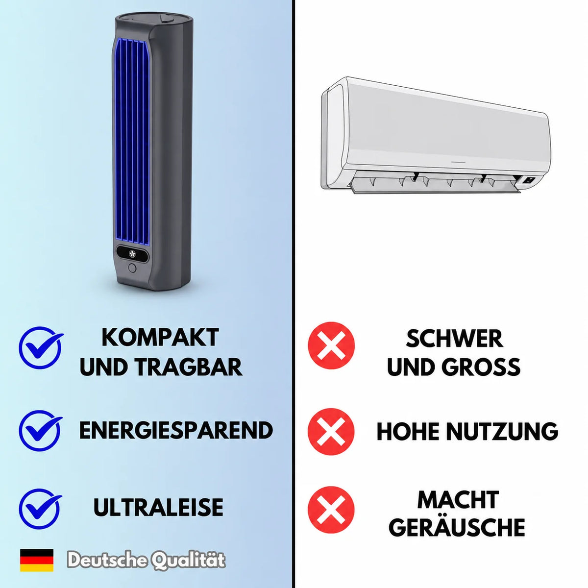 Wall & Desk Fan Bladeless Rechargeable 12-Hour Runtime