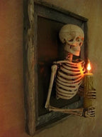 Wall Display Framed Life-Size Skeleton Torso Flickering Bulb